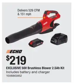 The Home Depot EXCLUSIVE 56V Brushless Blower 2.5Ah Kit offer