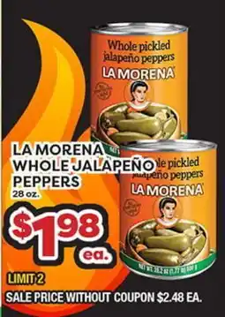 Torres Supermercado LA MORENA WHOLE JALAPEÑO PEPPERS offer