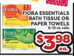 Torres Supermercado FIORA ESSENTIALS BATH TISSUE OR PAPER TOWELS offer