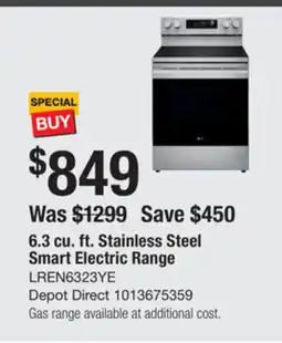 The Home Depot LG 6.3 cu. ft. Stainless Steel Smart Electric Range offer
