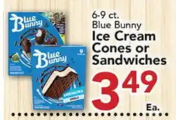 Eurofresh Market Blue Bunny Ice Cream Cones or Sandwiches offer