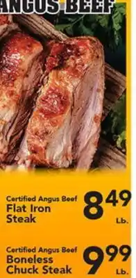 Eurofresh Market Certified Angus Beef Flat Iron Steak, Certified Angus Beef Boneless Chuck Steak offer