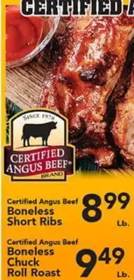 Eurofresh Market Certified Angus Beef Boneless Short Ribs, Certified Angus Beef Boneless Chuck Roll Roast offer
