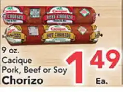 Eurofresh Market Cacique Pork, Beef or Soy Chorizo offer