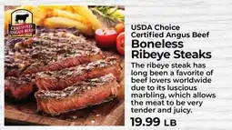 Sunset Foods USDA Choice Certified Angus Beef Boneless Ribeye Steaks offer