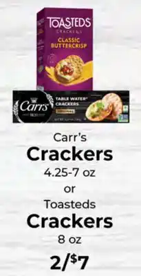 Sunset Foods Carr's Crackers or Toasteds Crackers offer