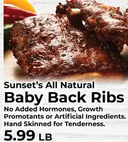 Sunset Foods Sunset's All Natural Baby Back Ribs offer