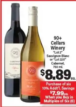 Angelo Caputo's Fresh Market 90+ Cellars Winery Lot 2 Sauvignon Blanc or Lot 225 Cabernet offer