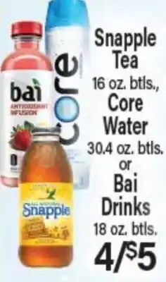 Angelo Caputo's Fresh Market Snapple Tea, Core Water or Bai Drinks offer