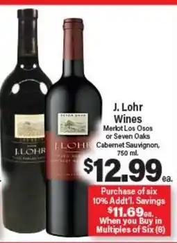 Angelo Caputo's Fresh Market J. Lohr Wines Merlot Los Osos or Seven Oaks Cabernet Sauvignon offer