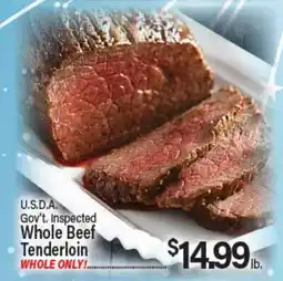 Angelo Caputo's Fresh Market U.S.D.A. Gov't Inspected Whole Beef Tenderloin offer