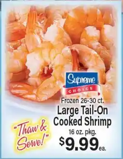 Angelo Caputo's Fresh Market Frozen 26-30 ct. Large Tail-On Cooked Shrimp offer
