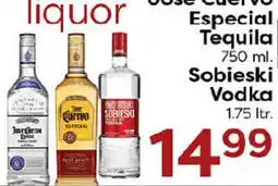Rich's Fresh Market Jose Cuervo Especial Tequila 750 ml. Sobieski Vodka 1.75 Ltr offer
