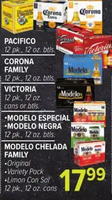 Cermak Fresh Market PACIFICO, CORONA FAMILY, VICTORIA •MODELO ESPECIAL •MODELO NEGRA •MODELO CHELADA FAMILY offer