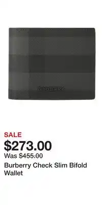 Nordstrom Burberry Check Slim Bifold Wallet offer