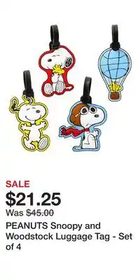 Nordstrom PEANUTS Snoopy and Woodstock Luggage Tag - Set of 4 offer