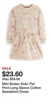 Nordstrom Mini Boden Kids' Pet Print Long Sleeve Cotton Sweatshirt Dress offer