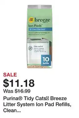 Petsmart Purina Tidy Cats Breeze Litter System Ion Pad Refills, Clean Linen Scent, 7 Day Neutralizer-10 Ct offer
