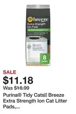 Petsmart Purina Tidy Cats Breeze Extra Strength Ion Cat Litter Pads, Lemongrass Scent Refill Pack- 8 Ct offer