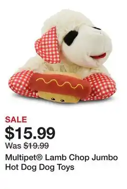 Petsmart Multipet Lamb Chop Jumbo Hot Dog Dog Toys offer
