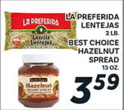 El Paso Grande LA PREFERIDA LENTEJAS BEST CHOICE HAZELNUT SPREAD offer