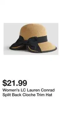 Kohl's Women's LC Lauren Conrad Split Back Cloche Trim Hat offer