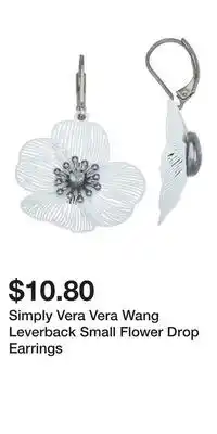Kohl's Simply Vera Vera Wang Leverback Small Flower Drop Earrings offer