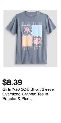 Kohl's Girls 7-20 SO Short Sleeve Oversized Graphic Tee in Regular & Plus Size offer