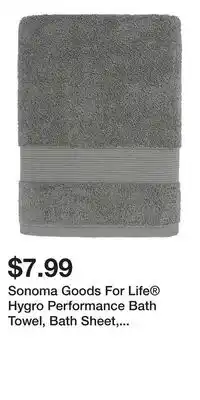 Kohl's Sonoma Goods For Life Hygro Performance Bath Towel, Bath Sheet, Hand Towel or Washcloth offer