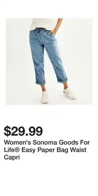 Kohl's Women's Sonoma Goods For Life Easy Paper Bag Waist Capri offer