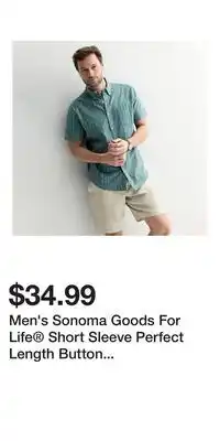 Kohl's Men's Sonoma Goods For Life Short Sleeve Perfect Length Button Down Shirt offer