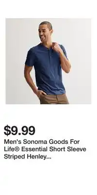 Kohl's Men's Sonoma Goods For Life Essential Short Sleeve Striped Henley T-Shirt offer