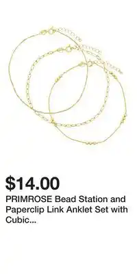 Kohl's PRIMROSE Bead Station and Paperclip Link Anklet Set with Cubic Zirconia Accents offer