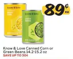 Winn Dixie Know & Love Canned Corn or Green Beans offer