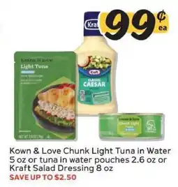 Winn Dixie Kown & Love Chunk Light Tuna or Kraft Salad Dressing offer