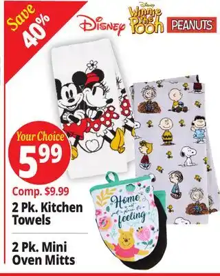 Ocean State Job Lot 2 Pk. Kitchen Towels, 2 Pk. Mini Oven Mitts offer