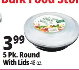 Ocean State Job Lot Food Storage 48 oz Round Containers with Lids 5 Count offer