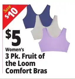 Ocean State Job Lot Women's 3 Pk. Fruit of the Loom Comfort Bras offer