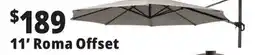 Ocean State Job Lot 11' Roma Offset Patio Umbrella with Solar LED Lights Beige offer