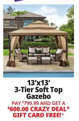 Ocean State Job Lot 13' x 13' Soft Top Gazebo with Netting and Curtains Brown offer