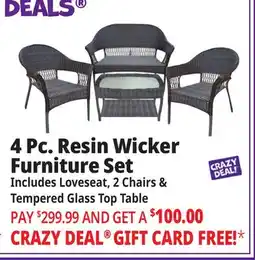 Ocean State Job Lot 4-Piece All-Weather Resin Wicker Set Dark Brown offer