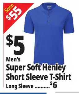 Ocean State Job Lot Men's Super Soft Henley Short Sleeve T-Shirt offer