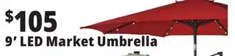Ocean State Job Lot 9' Aluminum Market Umbrella with Solar LED Lights offer