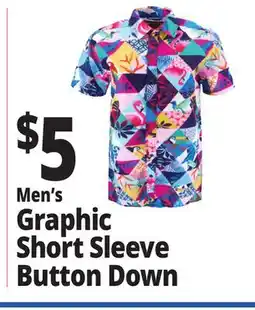 Ocean State Job Lot Men's Graphic Short Sleeve Button Down offer