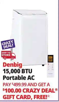 Ocean State Job Lot DENBIG 15 000 BTU ASHRAE Portable Air Conditioner White offer
