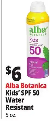 Ocean State Job Lot Alba Botanica Kids' SPF 50 Water Resistant offer