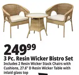 Ocean State Job Lot 3-Piece Resin Wicker Bistro Set Tan offer