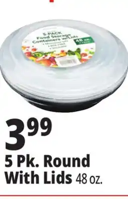 Ocean State Job Lot Food Storage 48 oz Round Containers with Lids 5 Count offer