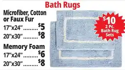 Ocean State Job Lot Bath Rugs Microfiber, Cotton or Faux Fur offer
