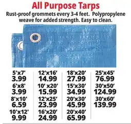 Ocean State Job Lot All purpose tarps offer